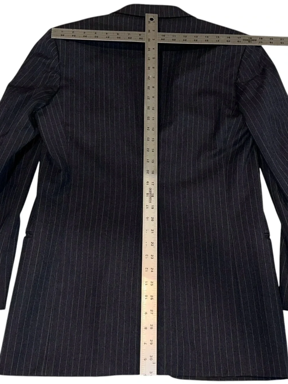 Vintage 80s Armani MANI Blazer Navy Striped Wool Made in Italy Sport Coat 38R
